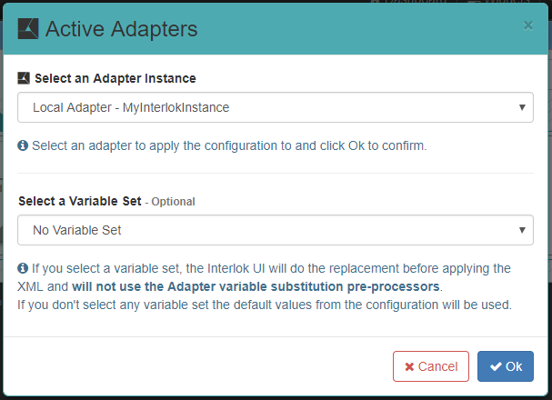 Config apply confirm modal