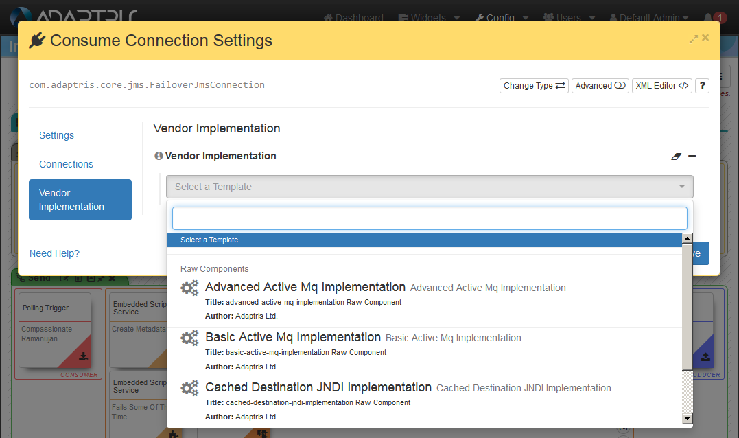 Typical edit component modal window