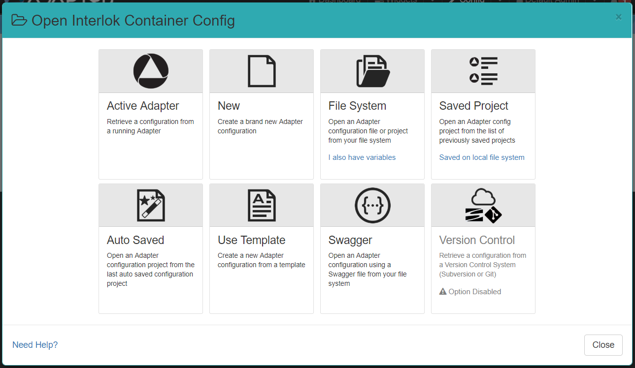 Config page with import button showing