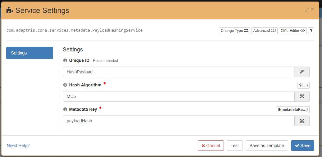 Config Project Component Settings Modal