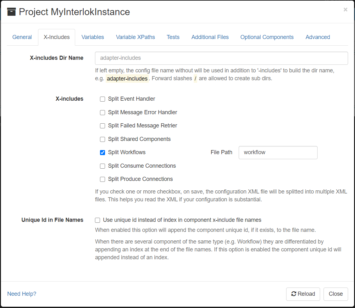 Config Project X-Includes Tab