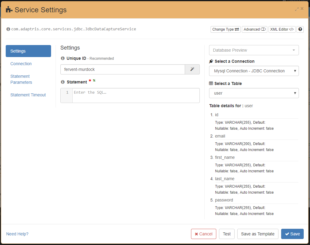 Config Settings Editor Sidebar Database