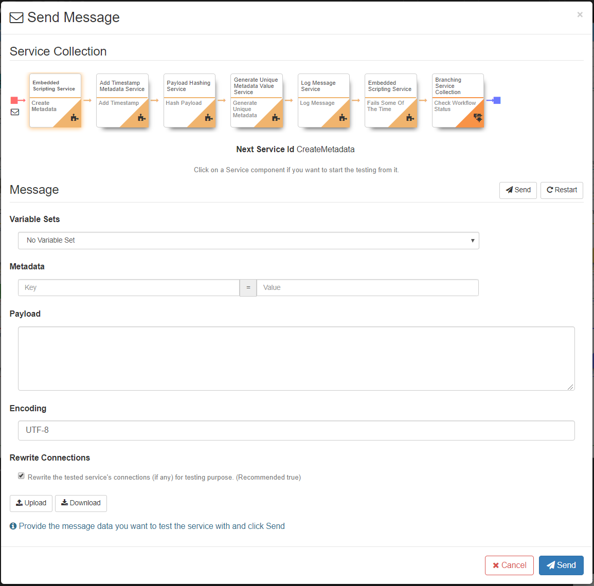 The test service modal