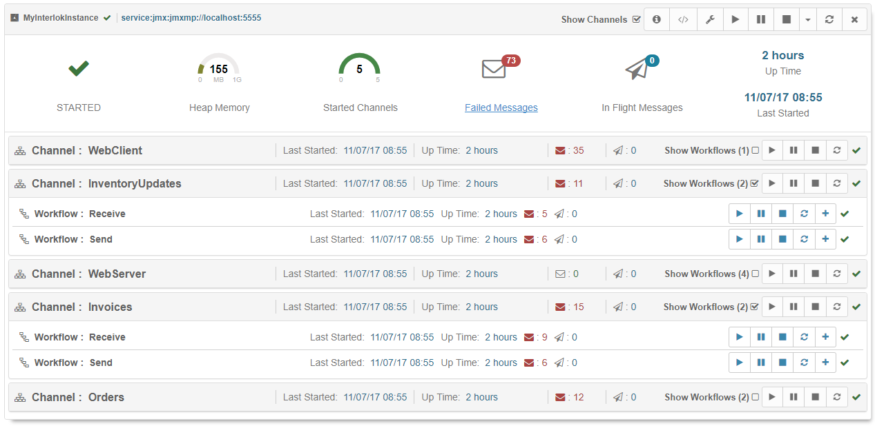 Dashboard Page with Workflows expanded