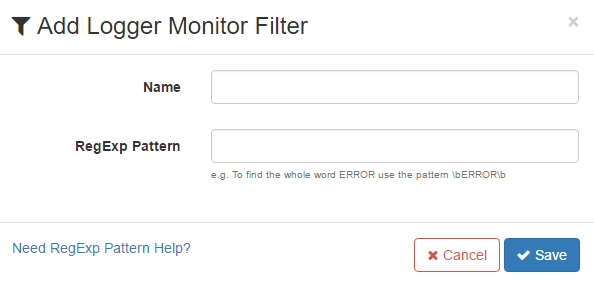 Add Log Monitor modal