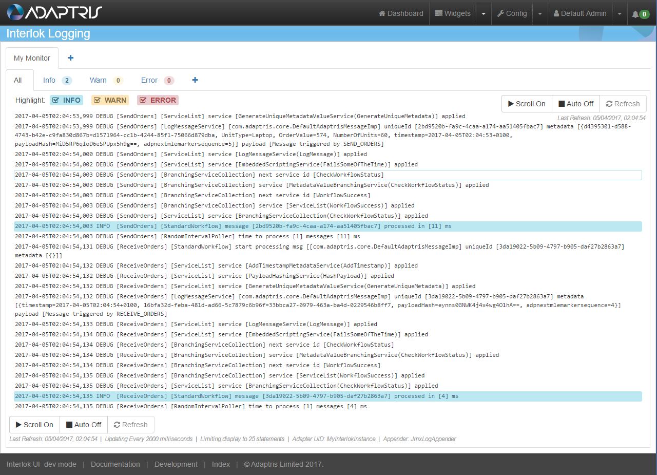 Log Monitor page