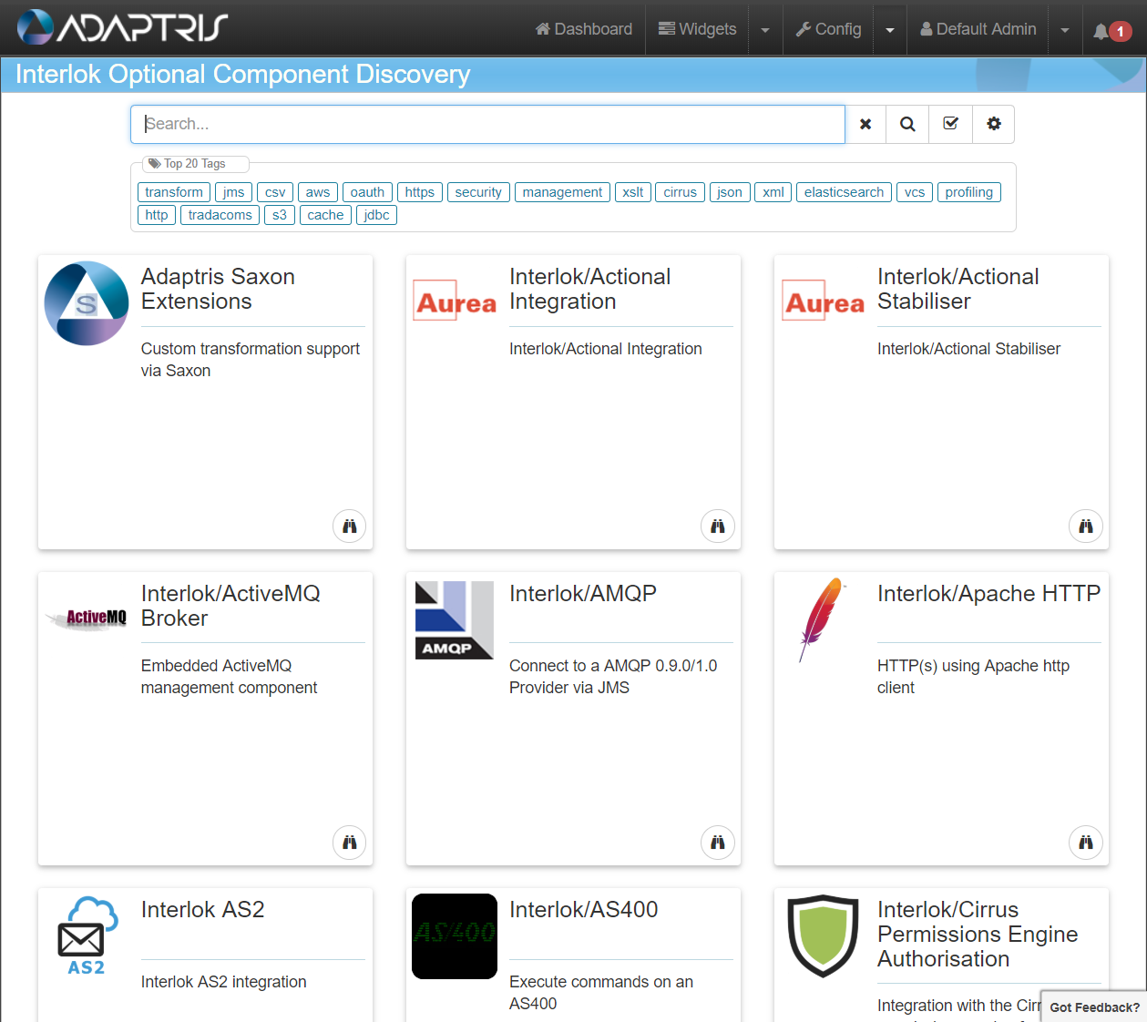 Optional Component Discovery Page