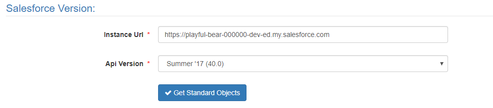 Salesforce version selection