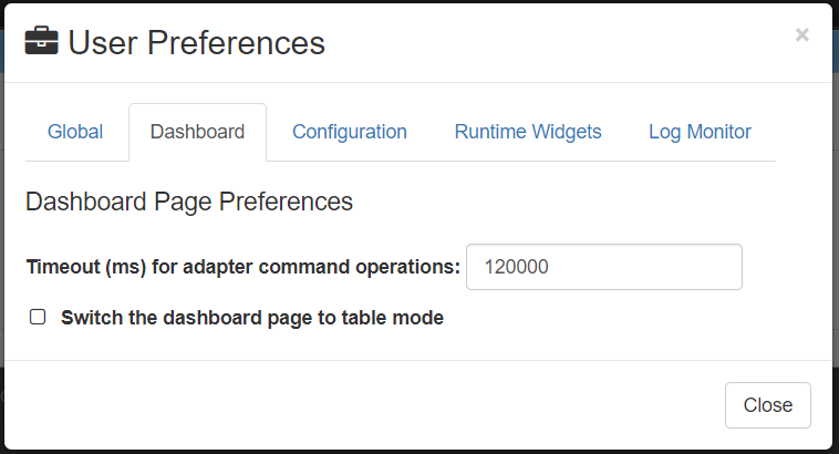 User Preferences Dashboard