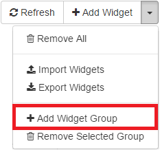 Widget Action Bar with the Add Widget Group highlighted