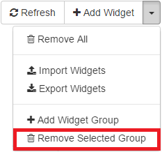 Widget Action Bar with the Remove Selected Widget Group highlighted