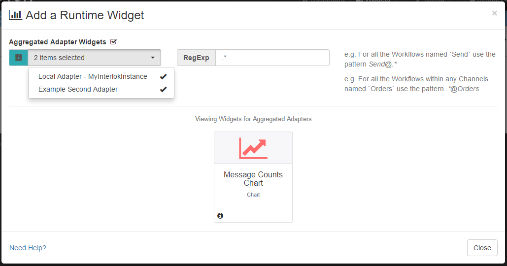 Runtime Widget - Aggregated Adapters Regex